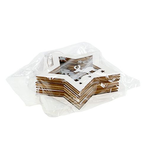 Floristik24 Addobbo natalizio Stella in legno con motivo 15 cm 3 pezzi