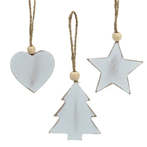 Floristik24 Appendini in legno assortiti. Bianco 5-6 cm 6 pezzi