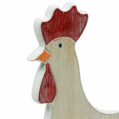 Floristik24 Gallo di legno con cesto, decorazione pasquale, figura di legno per piantare, decorazione primaverile, pollo decorativo