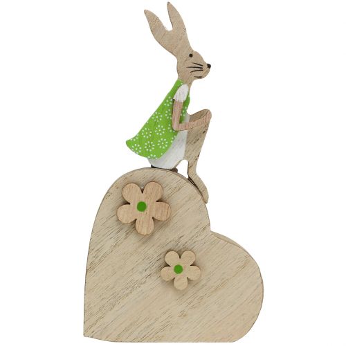 Floristik24 Coniglio in legno sul cuore 16,5cm 4 pezzi