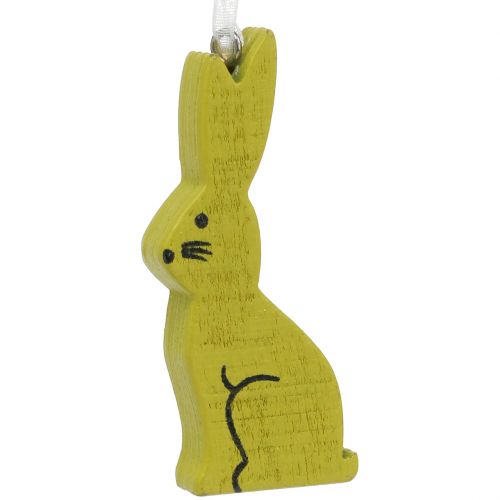 Floristik24 Coniglietto di legno da appendere verde, bianco 2,5 cm x 6,5 cm 10 pezzi