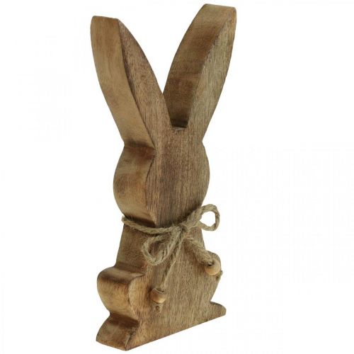 Prodotto Coniglietto in legno seduto, legno di mango, decoro pasquale colori naturali H18,5cm