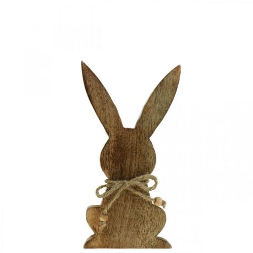 Prodotto Coniglietto in legno seduto, legno di mango, decoro pasquale colori naturali H18,5cm