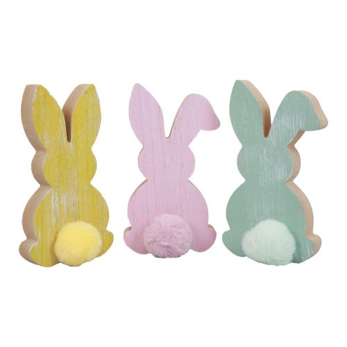 Prodotto Coniglietti in legno coniglietti decorativi Decorazione pasquale in legno pastello 8,5×16 cm 6 pz