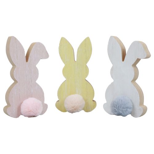 Prodotto Coniglietti in legno coniglietti decorativi Decorazione pasquale in legno pastello 8,5×16 cm 6 pz