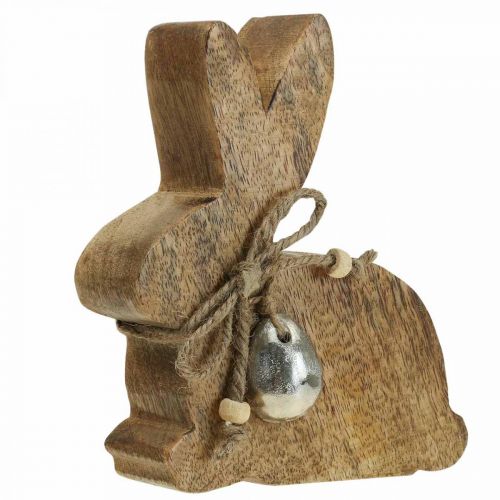 Coniglio in legno decorazione tavola decorazione Pasqua legno di mango 15x13x4cm