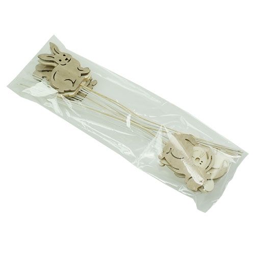 Floristik24 Coniglietti in legno con filo di ferro, tipo naturale. 6 cmx8 cm L31 cm 18 pezzi