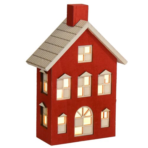 Floristik24 Decorazione per casa in legno, luce rossa e bianca per batteria H19,5cm