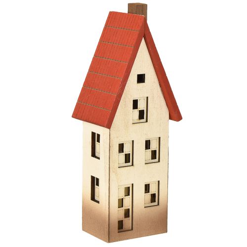 Floristik24 Decorazione per casa in legno, luce rossa naturale per batteria 8,5×6,5×22 cm