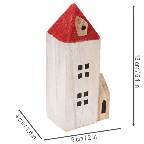 Set di casette decorative in legno, rosse e bianche, decorazioni invernali multi-pezzo, 13 cm, 6 pezzi | Floristik24.it
