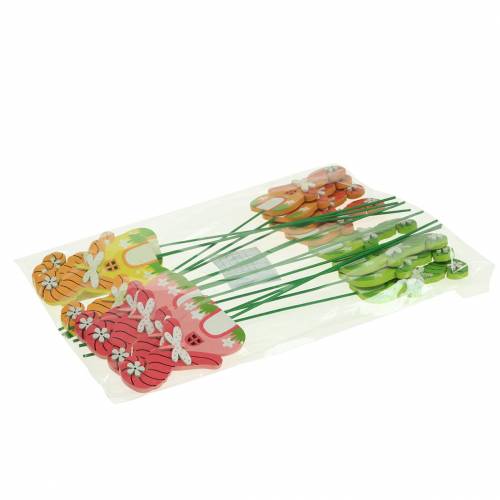 Floristik24 Spina fiore casa gnomo con bastoncino colori assortiti 5×9 cm 16 pz