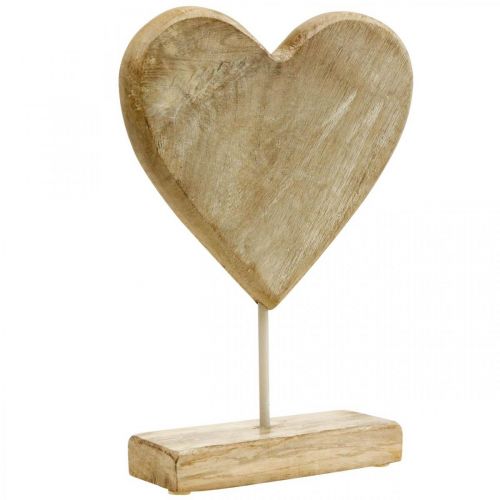 Floristik24 Cuore in legno cuore su un bastone deco cuore in legno naturale 25,5 cm H33 cm