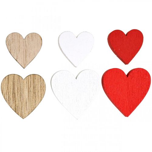 Floristik24 Decorazione a forma di cuore in legno Cuori nuziali in legno 2,5/2/1,5 cm 48 pezzi