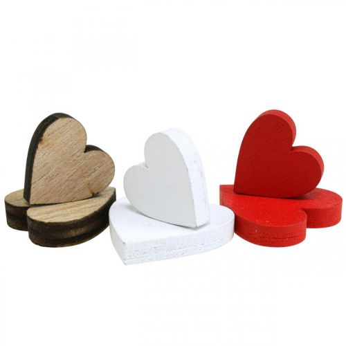 Prodotto Decorazione a forma di cuore in legno Cuori nuziali in legno 2,5/2/1,5 cm 48 pezzi