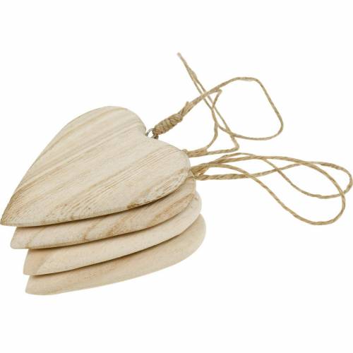 Floristik24 Cuori in legno da appendere naturale 10cm 4pz