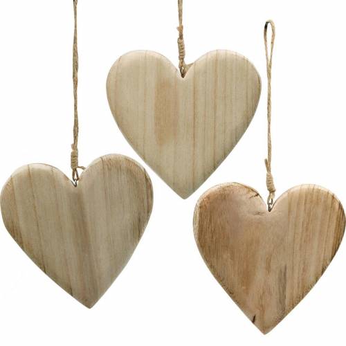 Cuore in legno da appendere cuori decorativi natura San  Valentino Festa della mamma 3pz-12110