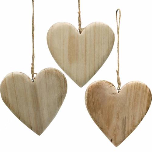 Floristik24 Cuore in legno da appendere cuori decorativi natura San Valentino Festa della mamma 3pz