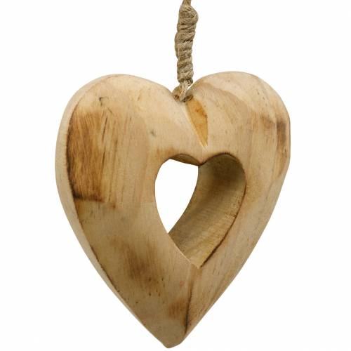 Floristik24 Ciondolo decorativo cuore, cuore in legno, San Valentino, ciondolo in legno, decorazione matrimonio 6 pezzi