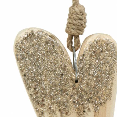 Prodotto Cuore di legno glitterato da appendere 18 cm x 10 cm 2 pezzi