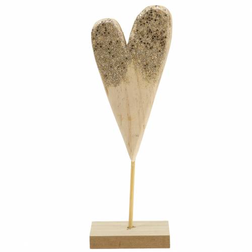 Floristik24 Cuore decorativo su supporto in legno con glitter H27cm