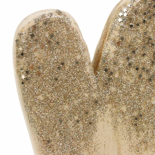 Floristik24 Cuore decorativo su supporto in legno con glitter H27cm