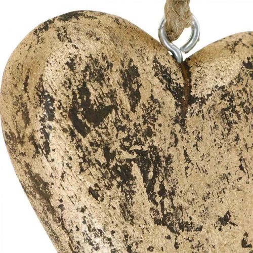 Floristik24 Cuore da appendere in legno dorato vintage appendiabiti 15cm