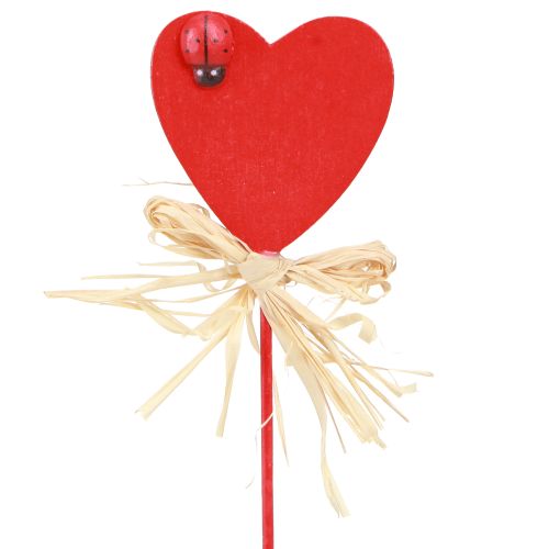 Floristik24 Cuori in legno decorativi plug cuori con coccinelle rossi 4 cm 16 pz