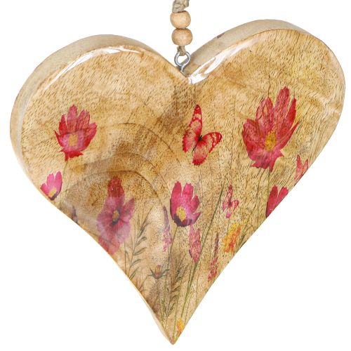 Prodotto Cuori in legno per fiori appesi rosa naturale H18cm 2 pezzi