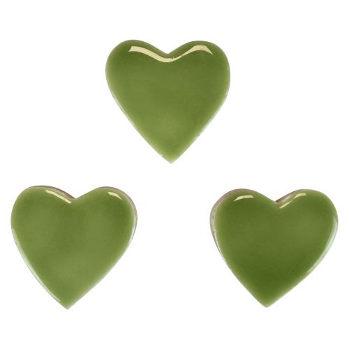 Floristik24 Cuori in legno cuori decorativi in legno verde chiaro effetto lucido 4,5 cm 8 pz