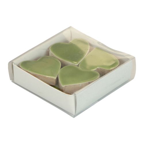 Floristik24 Cuori in legno cuori decorativi in legno verde chiaro effetto lucido 4,5 cm 8 pz