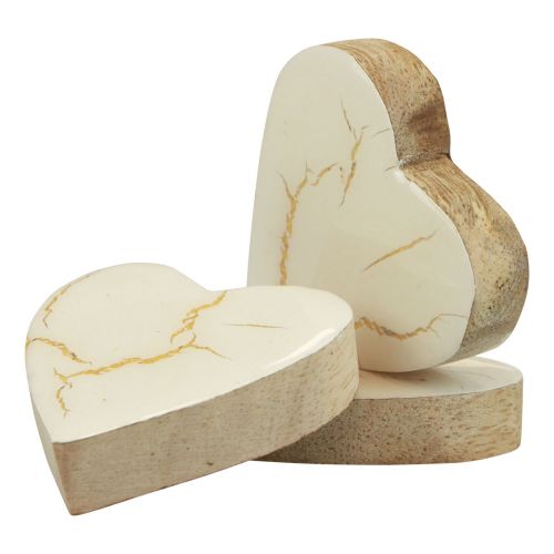 Prodotto Cuori in legno cuori decorativi oro bianco lucido craquelé 4,5 cm 8 pz
