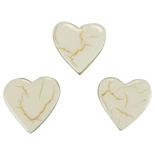Prodotto Cuori in legno cuori decorativi oro bianco lucido craquelé 4,5 cm 8 pezzi