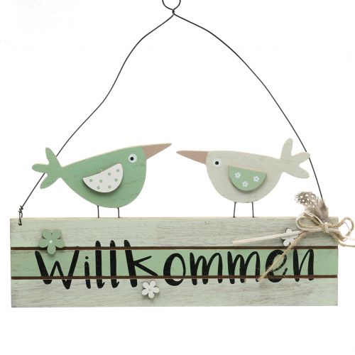 Floristik24 Cartello in legno &quot;Welcome&quot; Verde 29,5 cm x 28 cm 2 pezzi