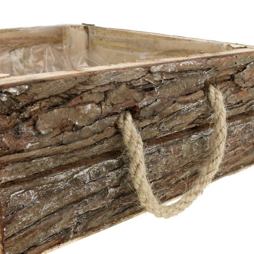 Floristik24 Scatola in legno naturale con manici in corda 25x25cm H9cm