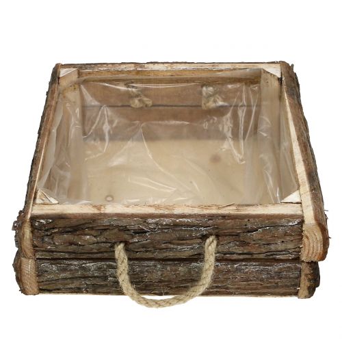 Floristik24 Scatola in legno naturale con manici in corda 25x25cm H9cm
