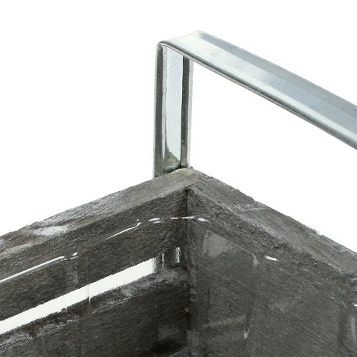 Floristik24 Scatola di legno grigia 20cm x 9cm H6cm con manici