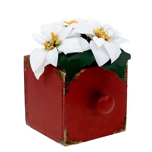 Floristik24 Set di 3 scatole di cassetti in legno rosso 9/12 / 15cm