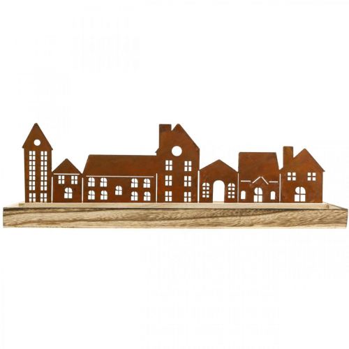 Floristik24 Vassoio decorativo in legno rettangolare con case patinate 50×17 cm