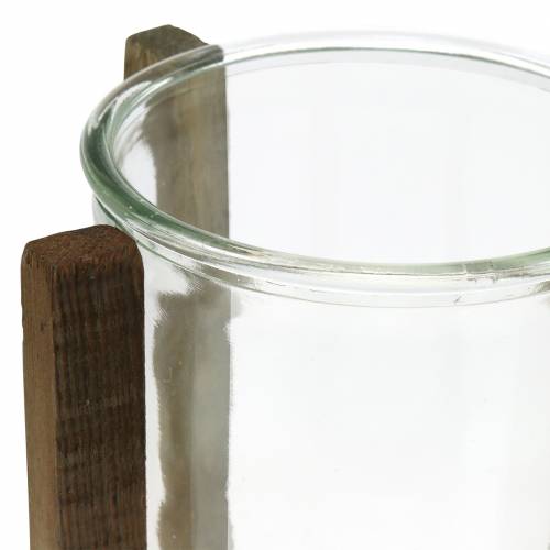Floristik24 Candeliere in legno con vetro Ø15cm H18cm