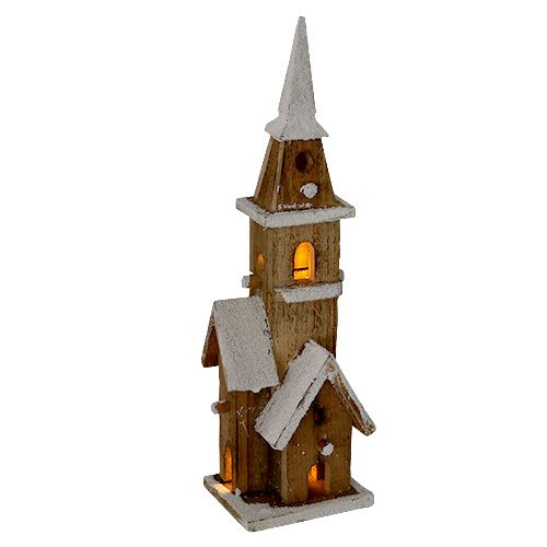 Floristik24 Chiesa in legno con illuminazione 40cm