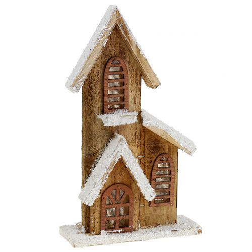 Floristik24 Chiesa in legno con illuminazione LED bianco caldo 5L 16cm x 27cm