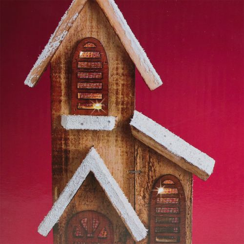 Floristik24 Chiesa in legno con illuminazione LED bianco caldo 5L 16cm x 27cm