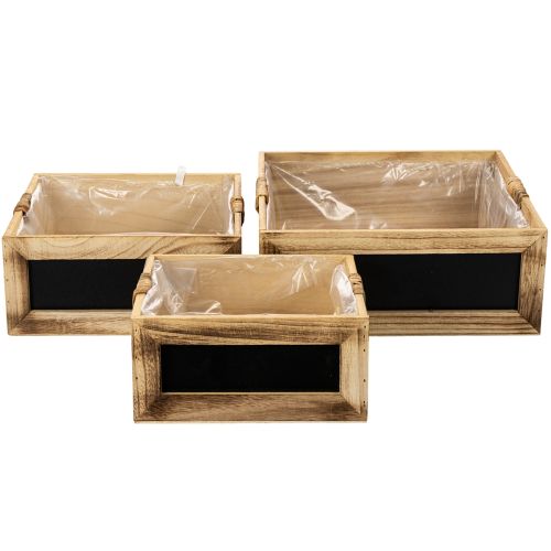 Scatola in legno con lavagna e inserto, set da 3 misure, 30 cm