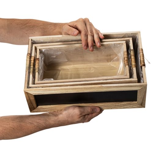 Scatola in legno con lavagna per etichette, set da 3, 36 cm | Floristik24.it