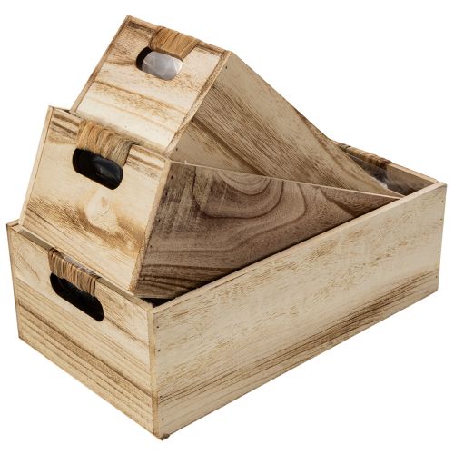 Scatola in legno con lavagna per etichette, set da 3, 36 cm | Floristik24.it