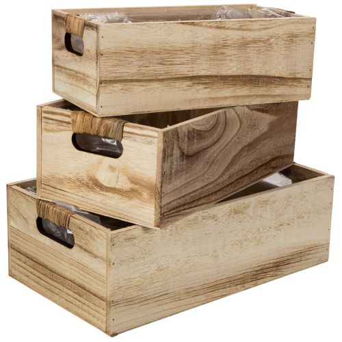 Scatola in legno con lavagna per etichette, set da 3, 36 cm | Floristik24.it