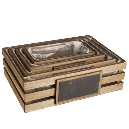 Prodotto Scatola in legno con scatola per piante in cartone 40/35/30/25 cm set da 4