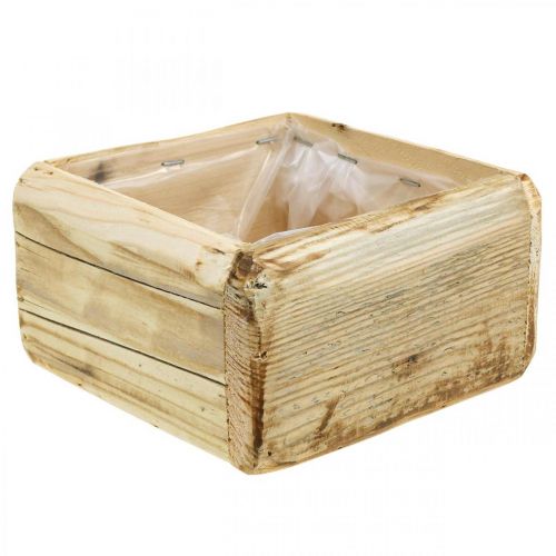 Floristik24 Vaso per piante vaso per piante vaso per fiori in legno naturale 15,5×15,5 cm