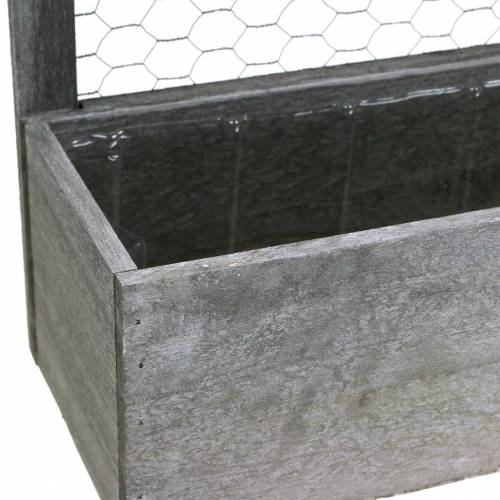Floristik24 Fioriera in legno con tetto in lamiera e filo di coniglio grigio lavato 38 × 13,5 cm H34 cm