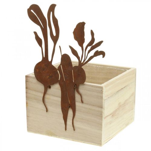 Prodotto Fioriera in legno con decoro ruggine vaso vegetale 17×17×12 cm